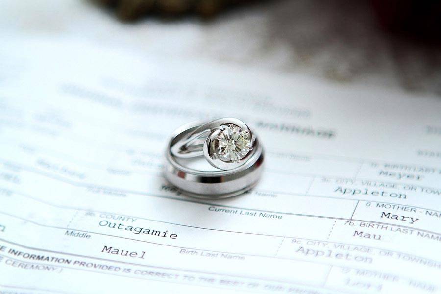 Marriage License and wedding bands