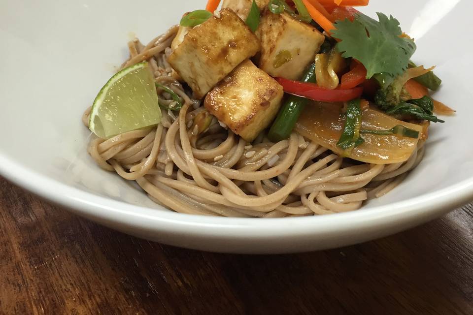 Lemongrass tofu and buckwheat soba