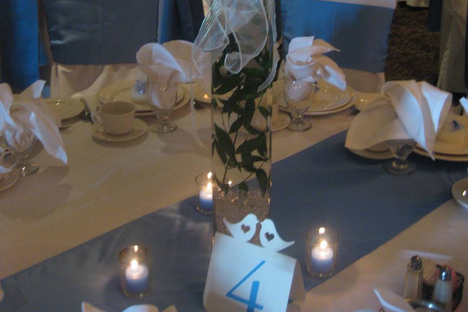 White lily and rose centerpieces