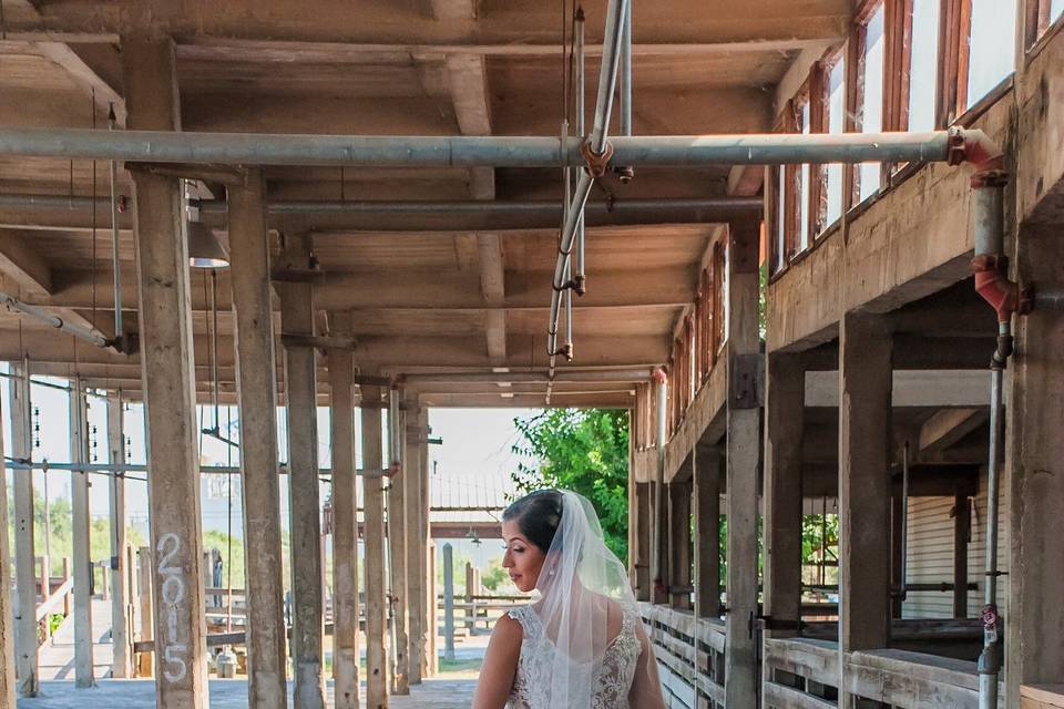 Bride in the stockyard station