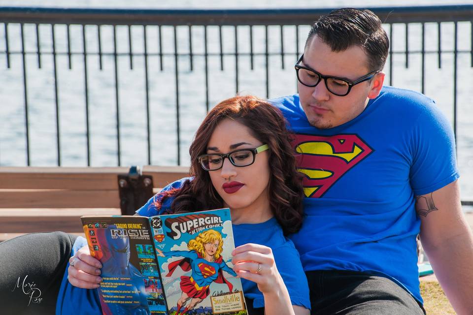 Super cute couple enjoying their comics