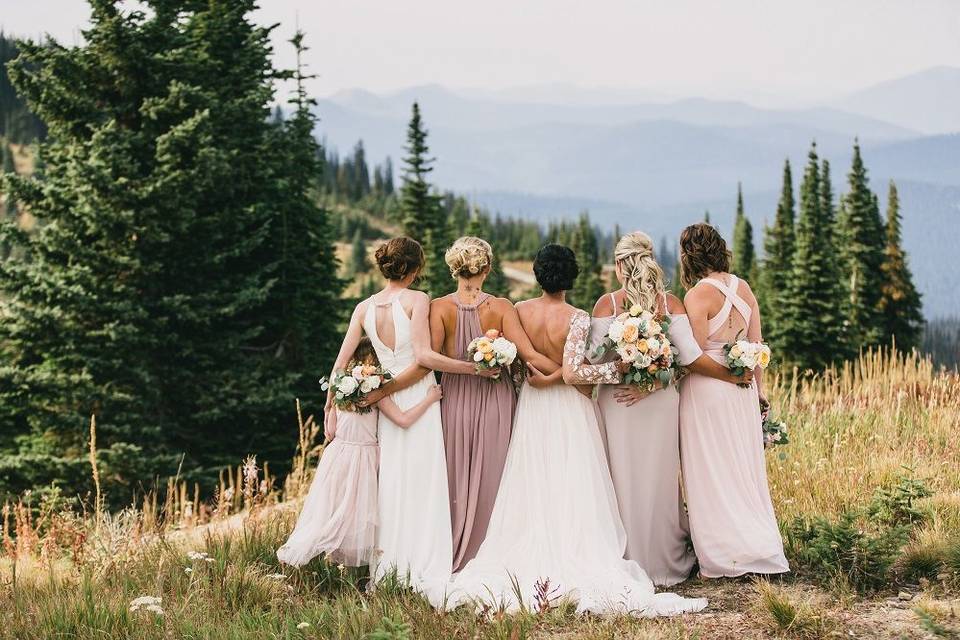 Bride and bridesmaids