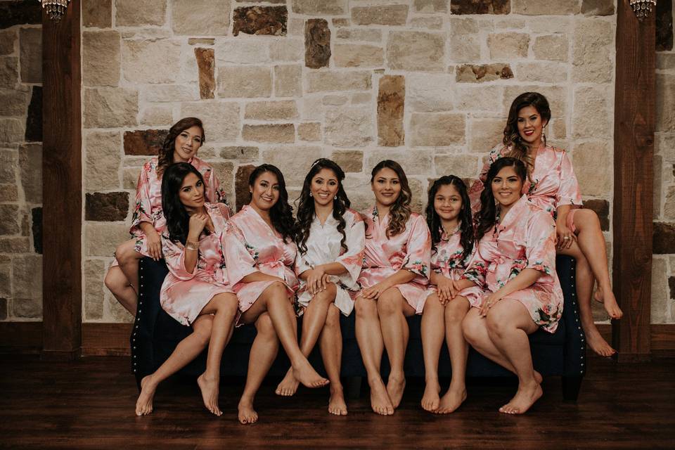 Bridal party in their robes