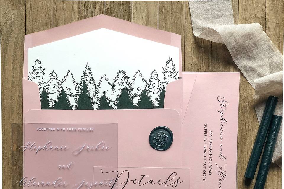 Blush Suite with Forest Green