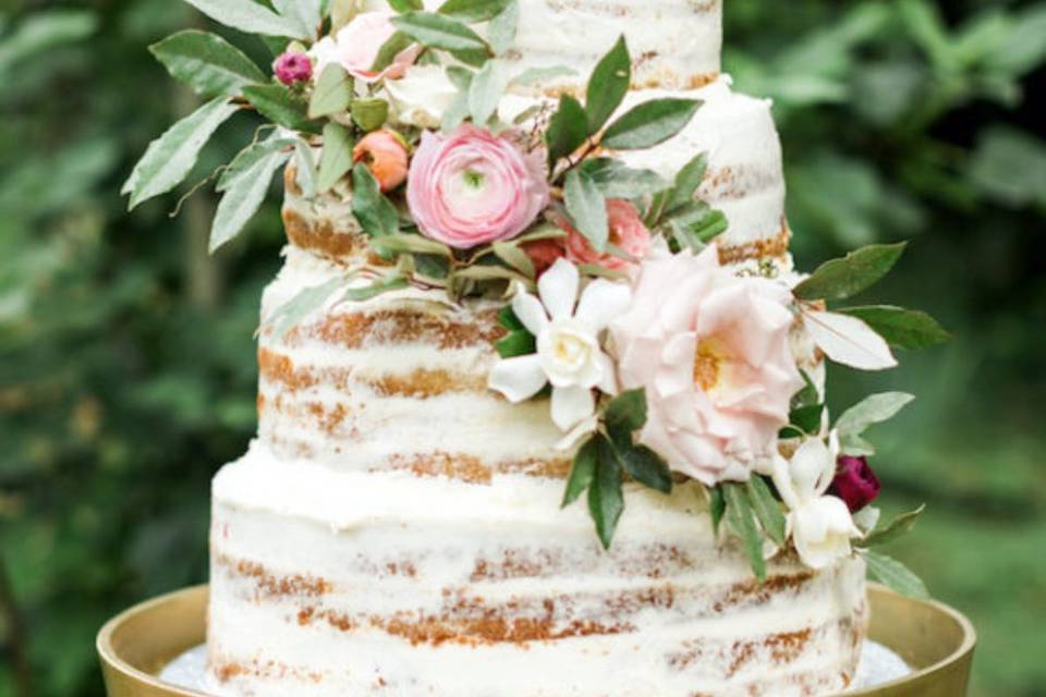 Garden wedding naked cake
