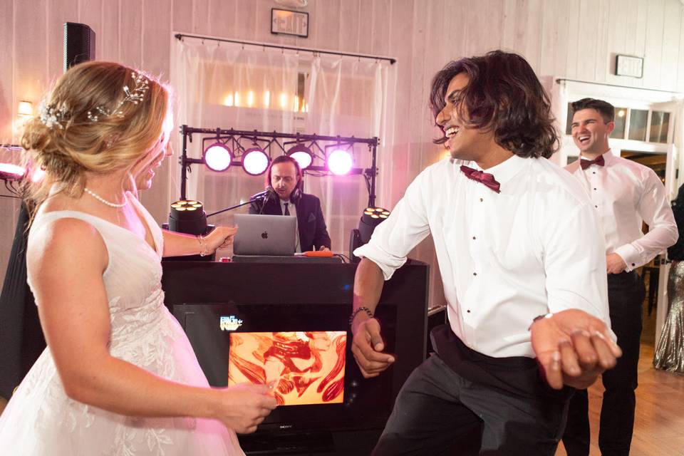 Rocking out with the bride
