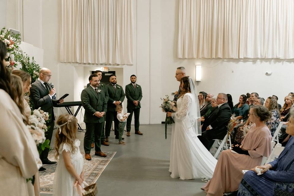 Bride walking down aisle