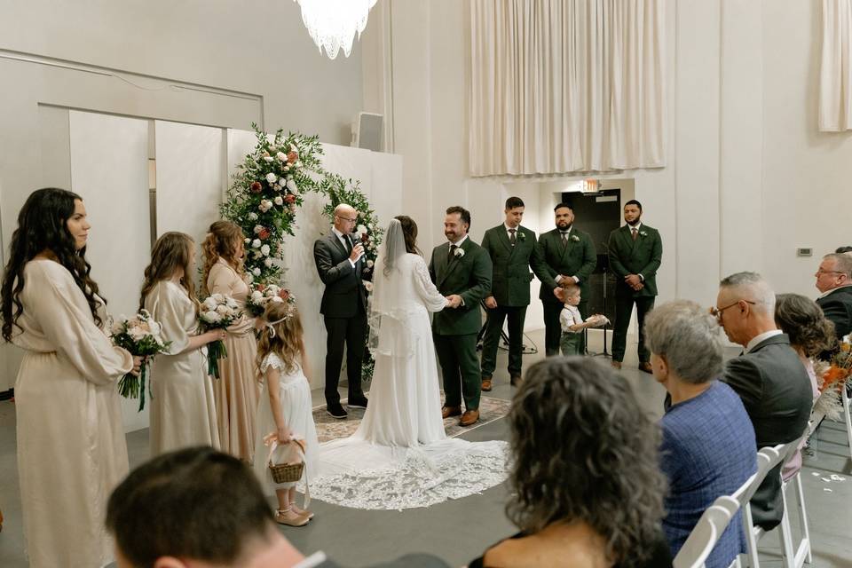 Bride and groom at altar