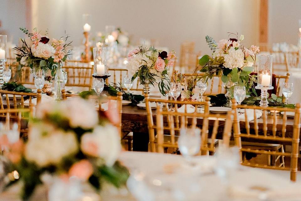 Reception tables and decor