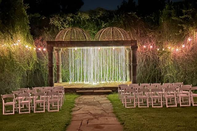 One of our pergolas lit up at