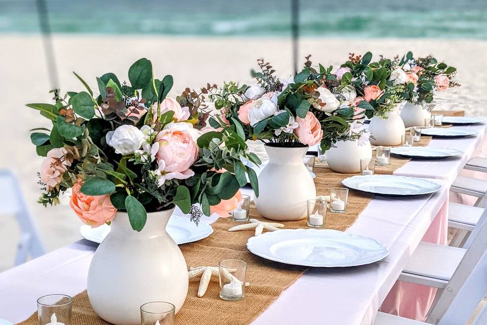 Beach reception table scape