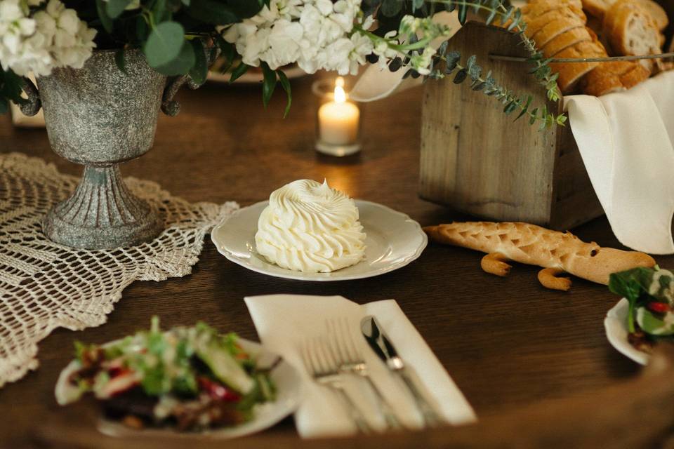 Table set up with centerpiece