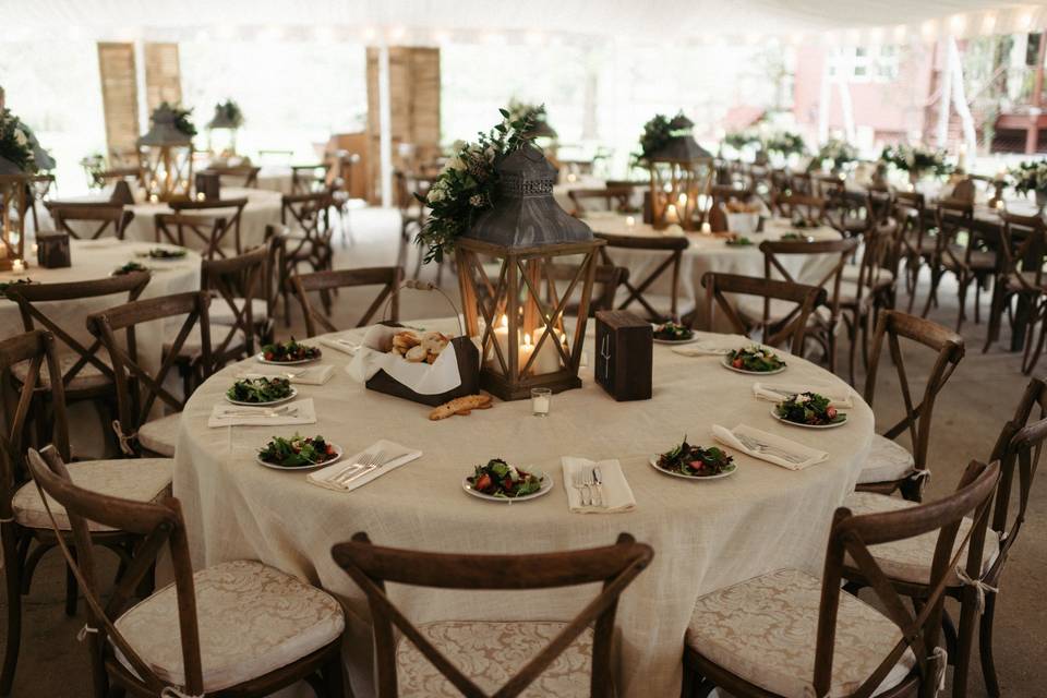 Table set up with centerpiece