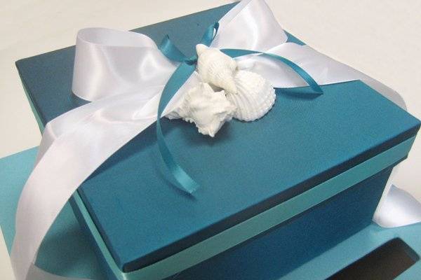 Custom 3-tier Card Box with embellished with seashells