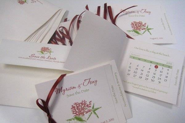 Multi-page Save the Date Booklet for a destination wedding in Key West, Florida