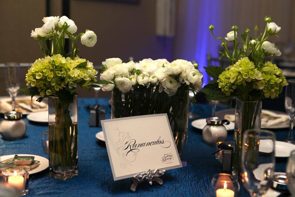 Table Number (bride used an array of flower names instead of the traditional table numbers)