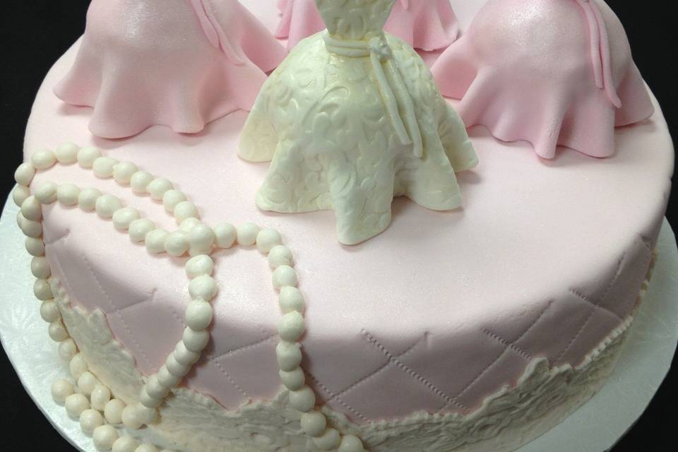 Bridal Shower Cake With Dress Cake Toppers