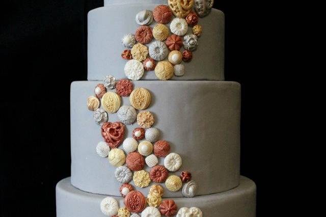 Handmade Antique Buttons and Flower Brooch