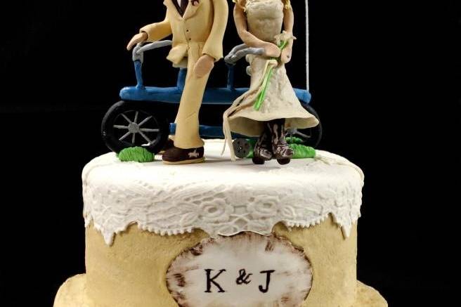 Vintage Cake with Handmade Keepsake Cake Topper