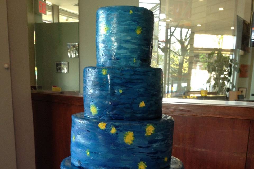 Van Gogh Inspired 6 tier Wedding Cake