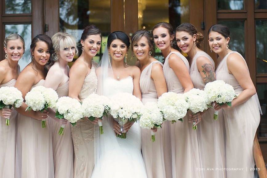 Bride with bridesmaids