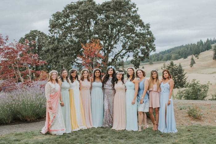 Bride with bridesmaids