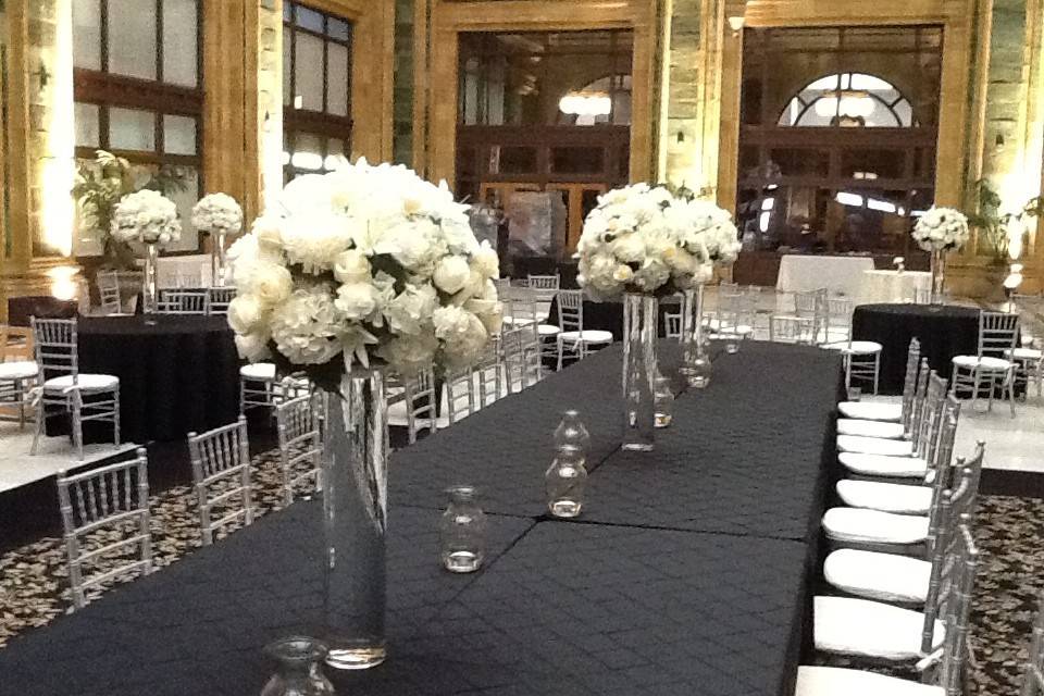 Raised White Centerpieces