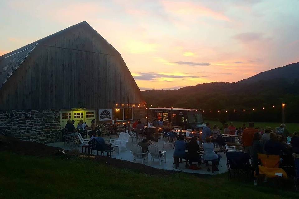 East end of barn at sunset