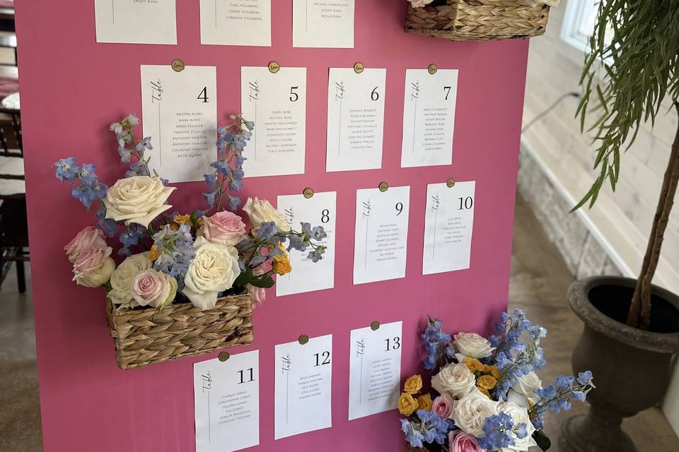 Seating chart florals