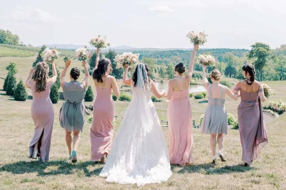 Bridal party on wedding day