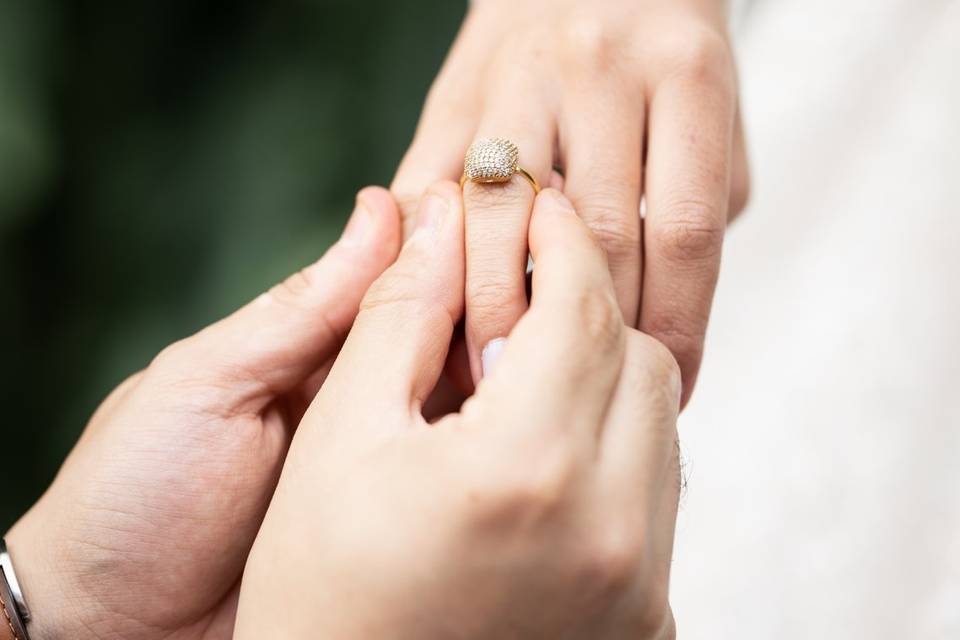 Wedding ring on finger