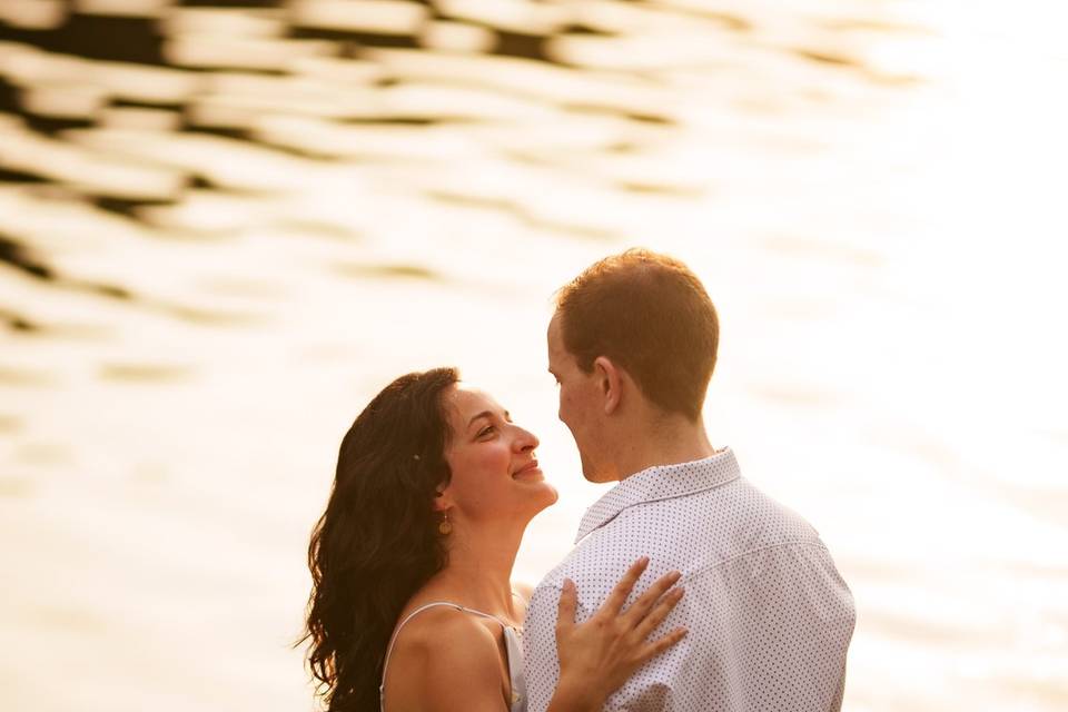 Engagement sunset over water