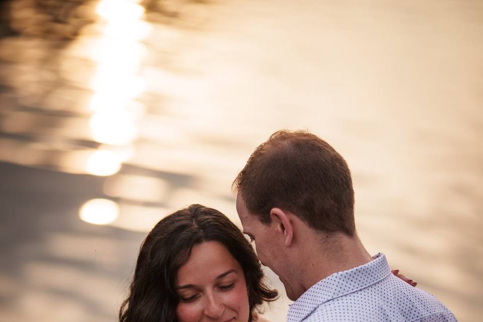 Engagement sunset over water