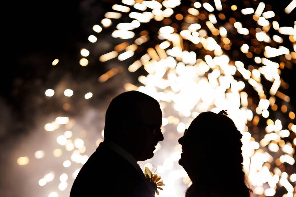 Silhouette and Fireworks