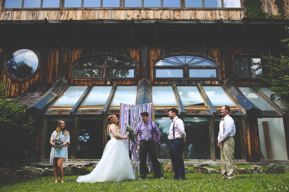 Secluded cabin wedding