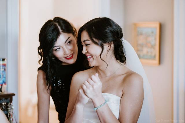 Bridal and bride's sister updo