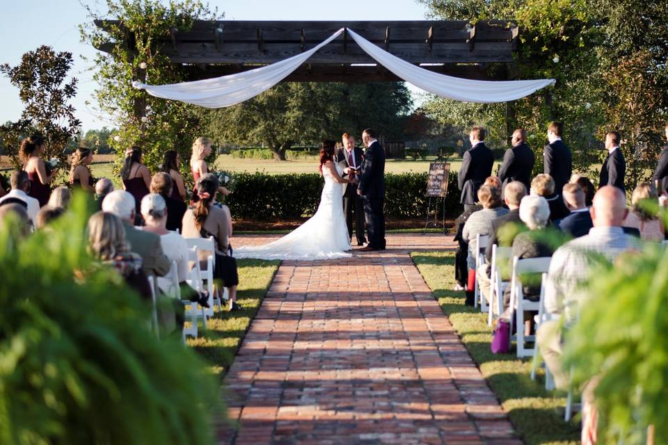 Pergola with drapery