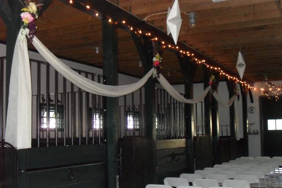 Barn wedding setup