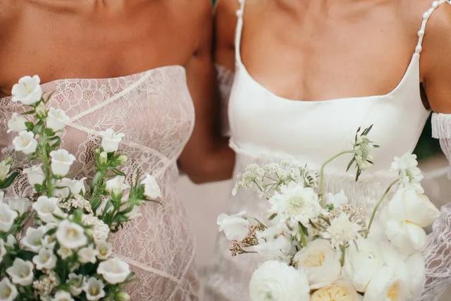 Happy bride and bridesmaid