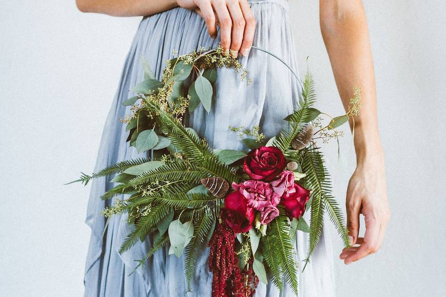 Table setup with flower centerpiece