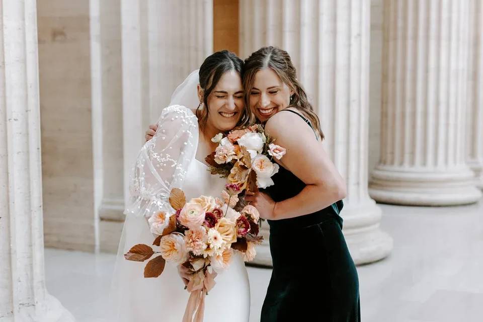 Chicago bride and bridesmaid