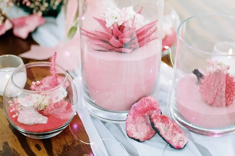 Pink desert centerpieces