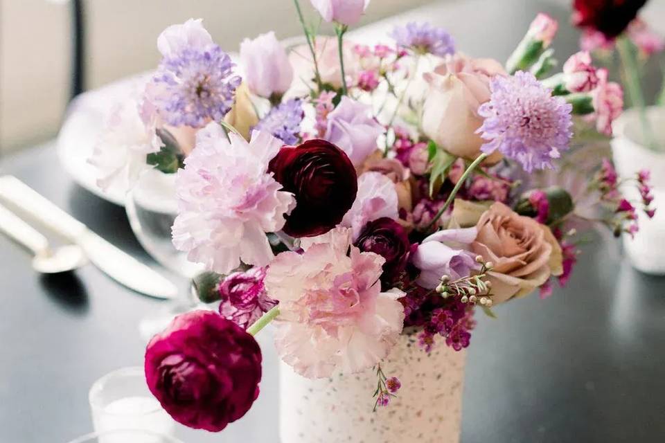 Modern purple centerpiece