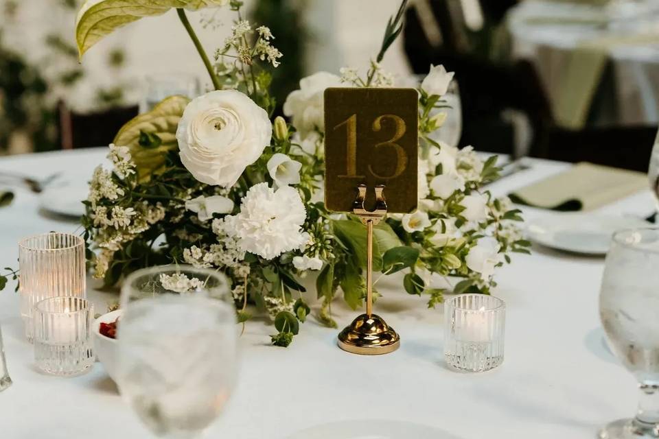 Modern white, green floral