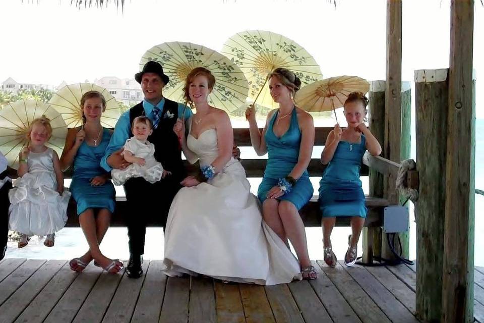 Beach wedding at Compass Point in the Bahamas