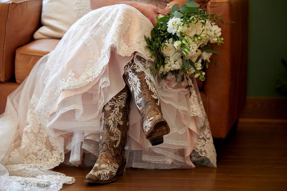 Boots and a bouquet!