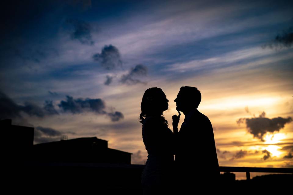 Kiss under sunset