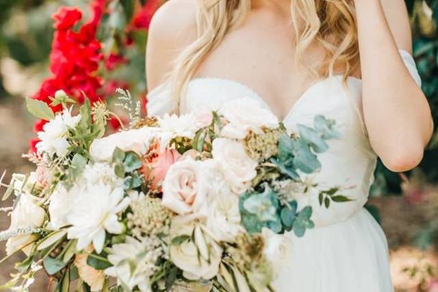 The bride holding her bouquet