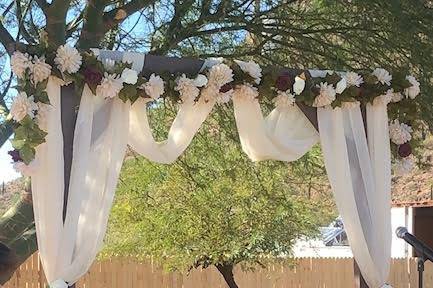 Decorated wooden arch set-up