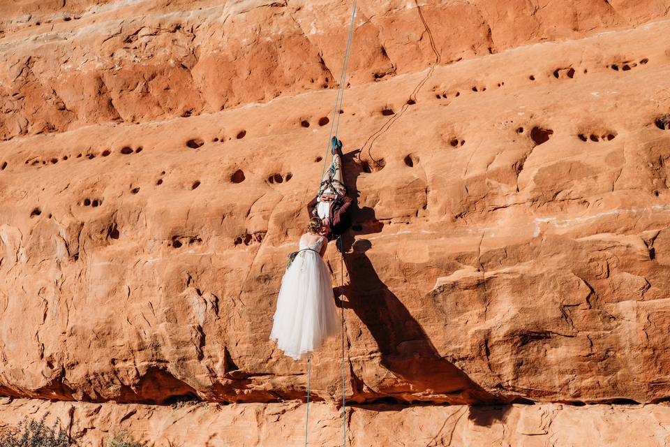 Rock climbing elopement